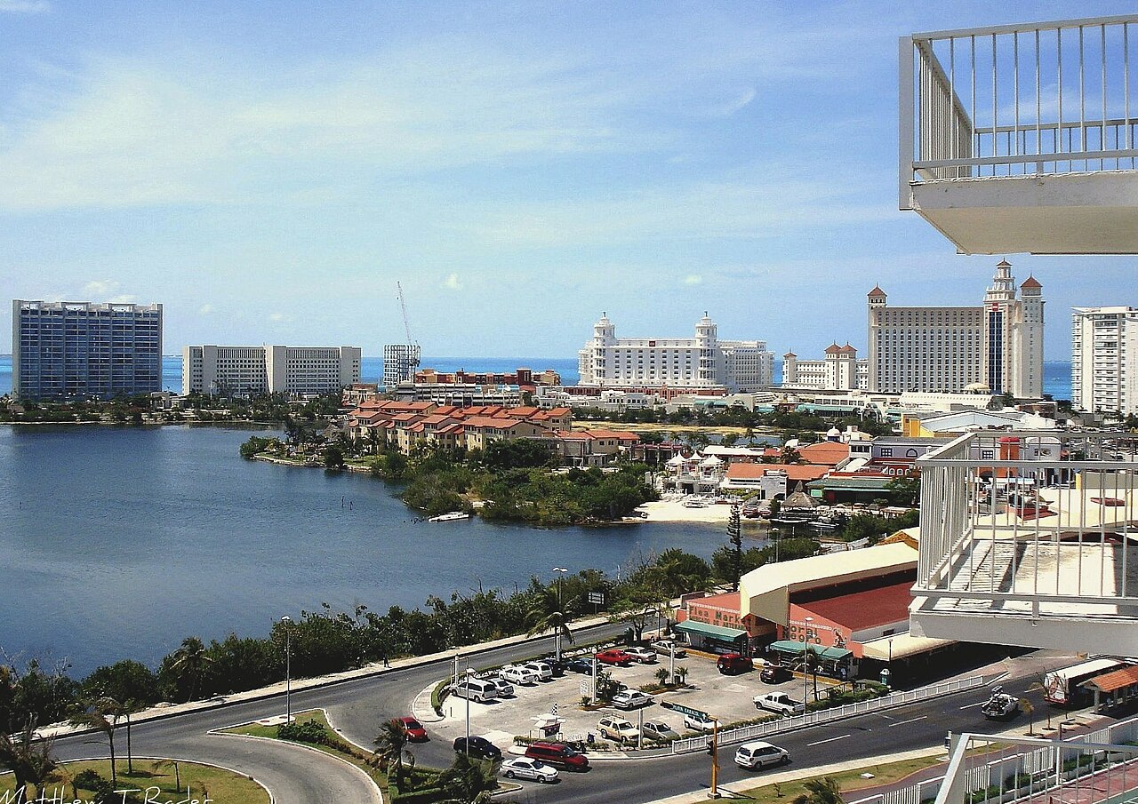 Hotel Zone coastline in Cancun, Mexico.