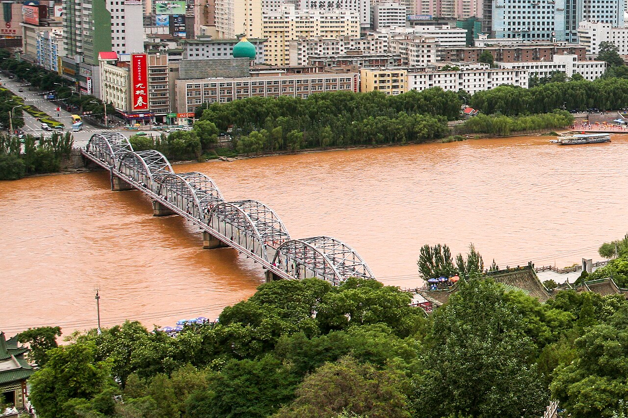 Zhongshan Bridge over the Yellow River in Lanzhou.
