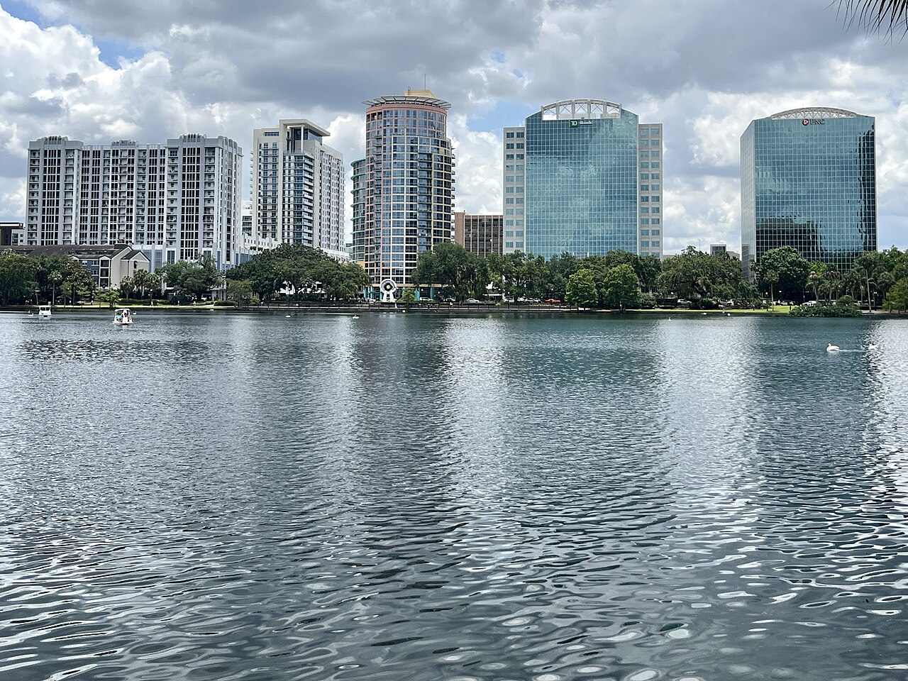 High-rises in Orlando viewed from Lake Eola.