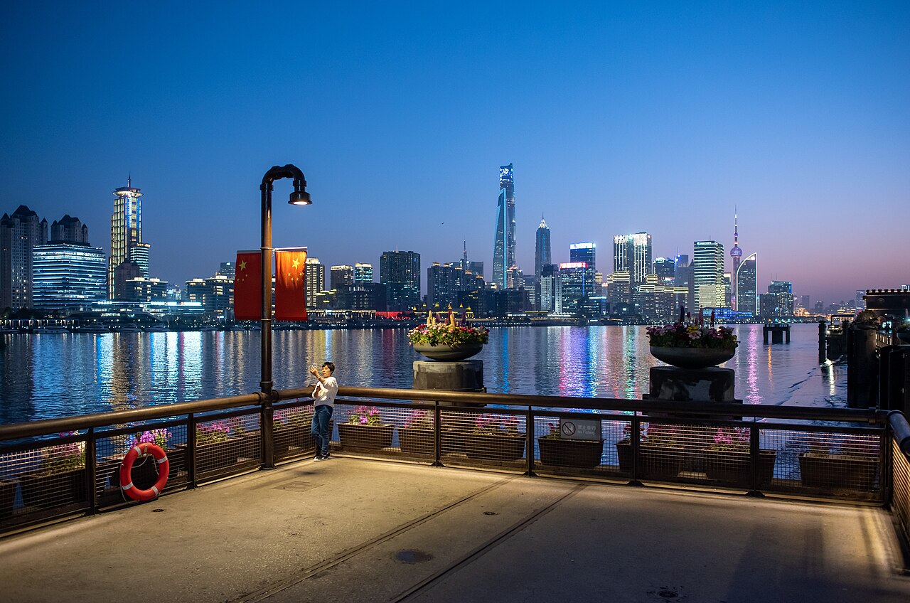 Shanghai skyline across the river.